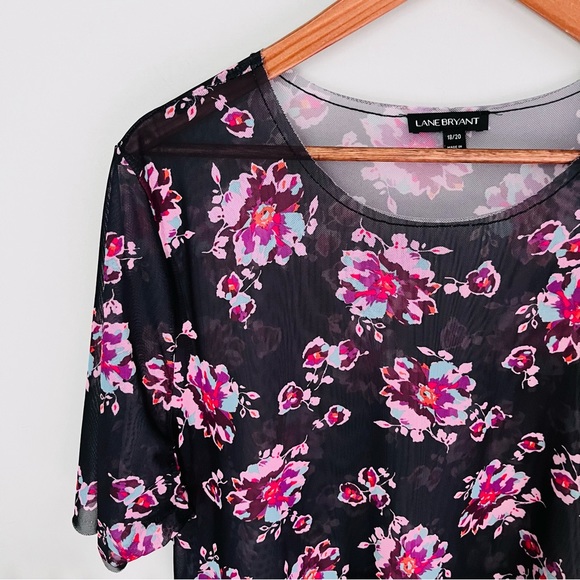 Lane Bryant Floral Mesh Peplum Top Size 18/20 - Picture 2 of 5